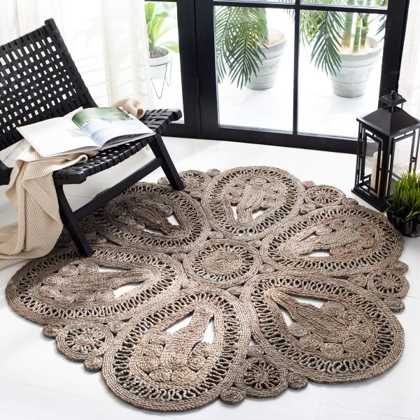 【並行輸入品】 SAFAVIEH Area Rug 4' Round   Natural Fiber...