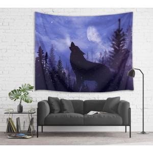 【並行輸入品】 HVEST Wolf Tapestry Wild Predator Howl in Jungle Wall Hanging Fu