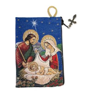 【並行輸入品】Needzo 聖家族 アイコン キリスト降誕 ロザリオ タペストリー ポーチ 5 3/8インチ Holy Family Icon