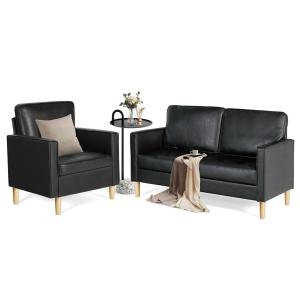 【並行輸入品】 AILEEKISS Mid Century Sectional Sofa Set for Living Room Faux Le