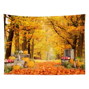 【並行輸入品】 HVEST Fall Tapestry Wall Hanging Rustic Crop Pumpkins and in Ora