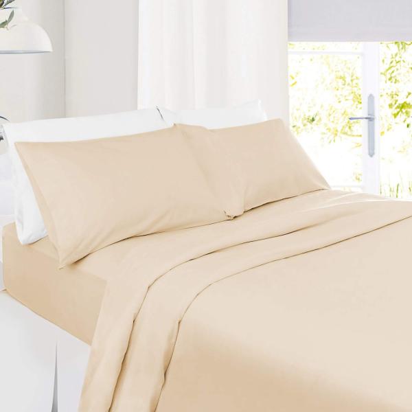 【並行輸入品】 Best 4PCS Cotton Cal King/Beige Bed Sheets...