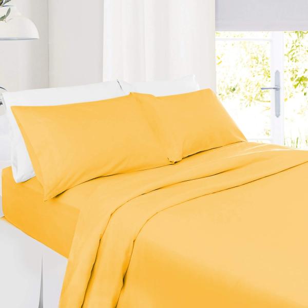 【並行輸入品】 Best 4PCS Cotton RV  King/Yellow Bed Sheet...