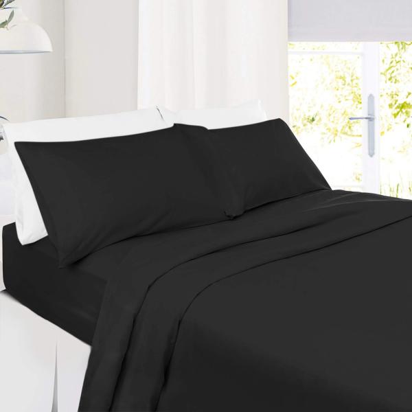 【並行輸入品】 Best 4PCS Cotton Cal King/Black Bed Sheets...