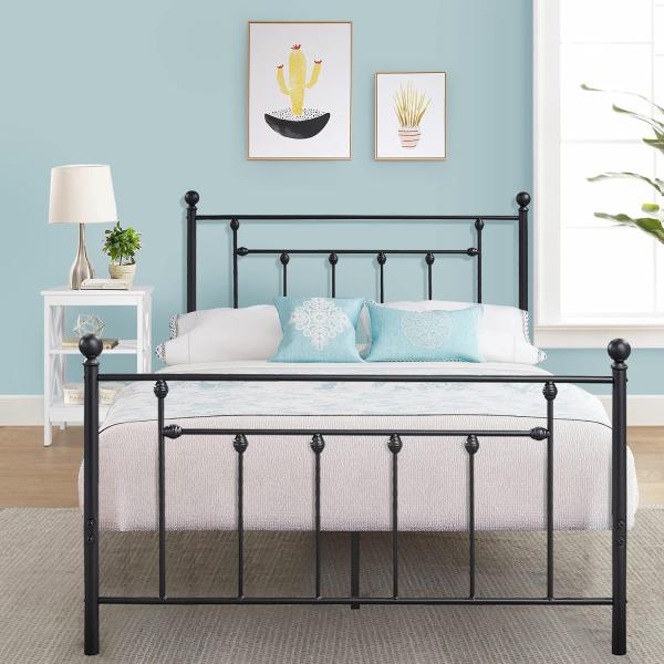 【並行輸入品】VECELO フルサイズベッドフレーム メタルプラットフォーム マットレスファンデーシ...