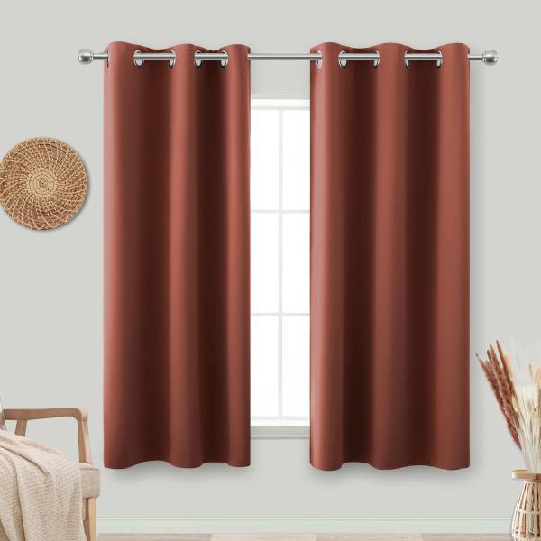 【並行輸入品】グロメット断熱断熱遮光カーテン テラコッタ 34x45 Burnt Orange Bo...