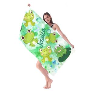 【並行輸入品】 CUXWEOT Personalized Beach Towels Mat with Name Custom Cute Gree