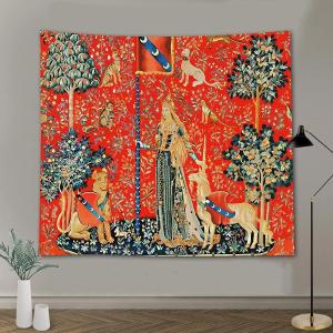 【並行輸入品】 FEASRT Medieval Princess Tapestry Maiden and Unicorn, 60x51 Inch