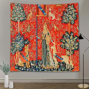 【並行輸入品】 FEASRT Medieval Art Tapestry Maiden and Unicorn, Psychedelic Boh