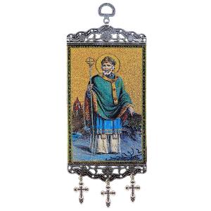 【並行輸入品】 Needzo Saint Patrick Icon Tapestry Wall Hanging With Metal Cross