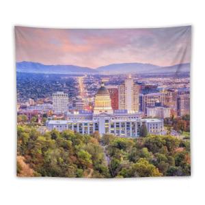【並行輸入品】 Landscape Tapestry Salt Lake City Utah line Evening 50