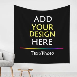 【並行輸入品】 Customized Personalized Image Text Tapestry Wedding Funny Backdr