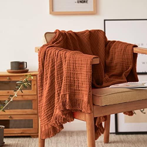 【並行輸入品】Simple&amp;Opulence コットン モスリン スローブランケット ベッド カウチ...