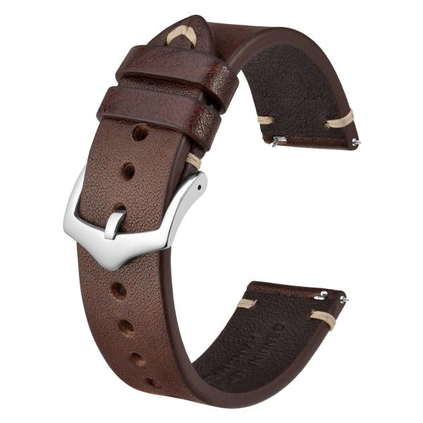 【並行輸入品】BISONSTRAP メンズ 腕時計バンド 手縫いレザー腕時計ストラップ クイックリリ...