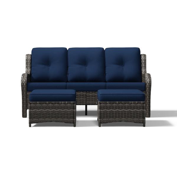 【並行輸入品】Joyside パティオ家具セット 3ピース 籐 アウトドア家具 会話セット 3シート...