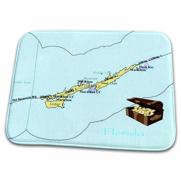 【並行輸入品】 3dRose Print of Florida Keys Map with Trea...