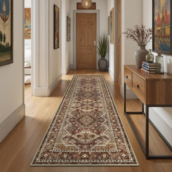 【並行輸入品】 Rugland 2'6x8' Runner Rug, TPR07 Rust, Vin...