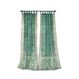 【並行輸入品】 Light Filtering Sari Colorful Curtains Boho Curtains, Bed Cano