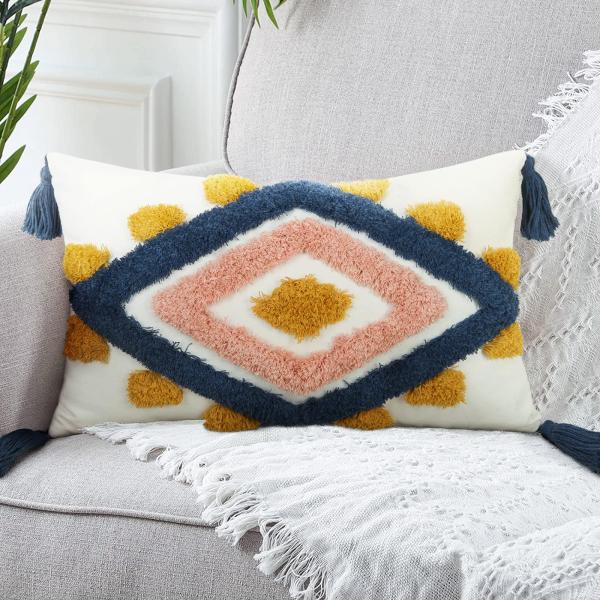 【並行輸入品】Merrycolor ボーホー スロー 枕カバー 腰部装飾スロー枕カバー 房状織り 枕...