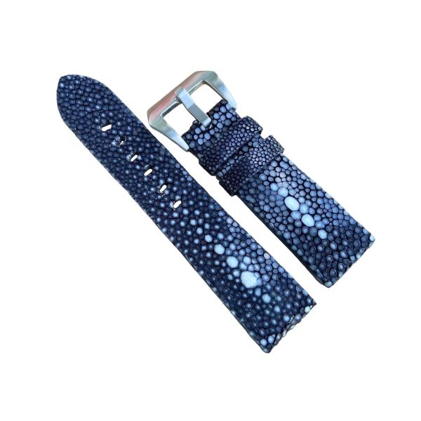 【並行輸入品】本革ブラックスティングレイレザースキンウォッチストラップベルト、ハンドメイド時計ストラ...