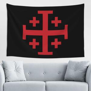 【並行輸入品】 Qauirfe Jerusalem Catholic Cross Tapestry Wall Hanging Living Ro