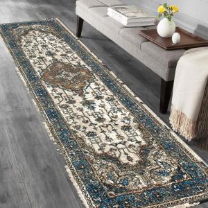 【並行輸入品】 HR Area Rug Traditional Rug Blue Vintage Floor Mat Thick and Sof