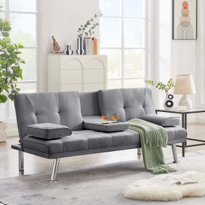 【並行輸入品】 TMEOSK 66''Convertible Futon Sofa Bed, Modern Folding Linen Slee