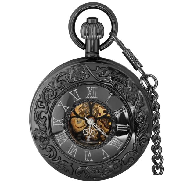【並行輸入品】Alwesam 機械式懐中時計 手巻き ローマ数字 メンズ スチームパンク チェーンボ...