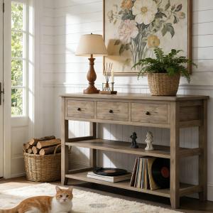 【並行輸入品】 Karl home Console Table Entryway Desk, Sofa Side Table with 3 Dr