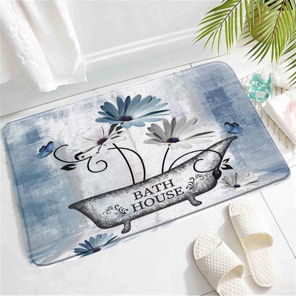 【並行輸入品】 Rustic Farmhouse Floral Bath Mat,Abstract ...