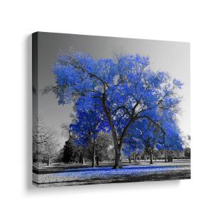 【並行輸入品】 Niwo ART Dark Blue, Big Colorful Tree in a black and white lan