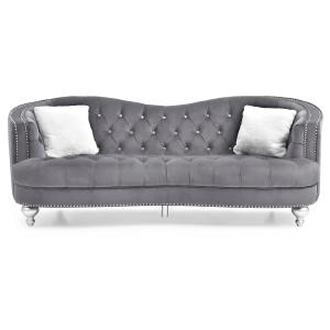 【並行輸入品】 Passion Furniture Jewel Flared Arm Velvet Straight Sofa with Gra