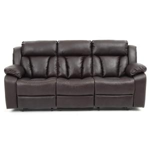 【並行輸入品】 Passion Furniture Faux Leather Straight Reclining Sofa in Dark B