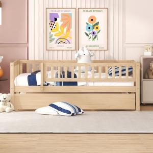 【並行輸入品】 Harper & Bright Designs Twin Daybed with Trundle, Wood Twin Floo