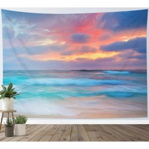 【並行輸入品】LB トロピカル ビーチ タペストリー 青い海に沈む夕日 寝室 夏 海岸の風景 タペストリー 壁掛け リビングルーム 大学 寮 壁