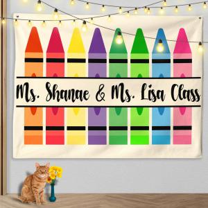 【並行輸入品】 ZBIGTEE Custom Classroom Wall Art Cute Colorful Crayons Tapest