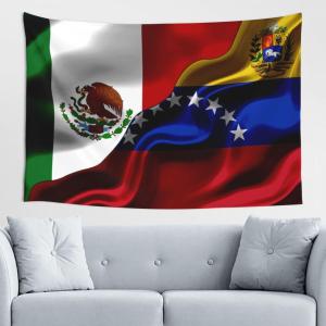 【並行輸入品】 Mexican Mexico And Venezuelan Venezuela Flag Tapestry 60x40 Inch
