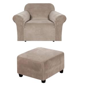 【並行輸入品】 Andreannie Velvet Sand Color Chair Slipcovers Armchair Sofa Cove
