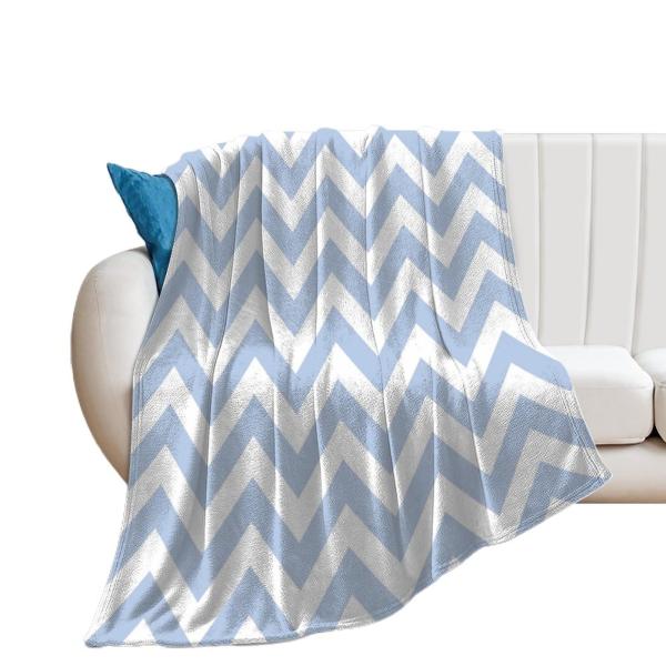 【並行輸入品】 Soft Plush Throw Blankets, Light Blue Chev...