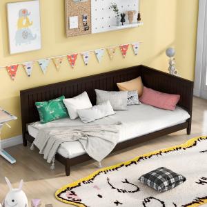 【並行輸入品】 Flieks Twin Size Wood Daybed/Sofa Bed Frame for Boys Girls Kids