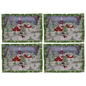 【並行輸入品】 Glistening Winter Wonderland Tapestry Placemats, Set of 4