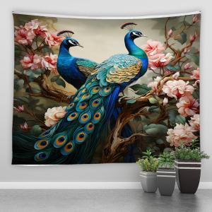 【並行輸入品】 QWRSMYX Peacock Tapestry Wildlife Blue Beautiful Bird Asian Wild
