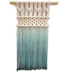 【並行輸入品】 Ombre handmade Teal Macrame wall hanging, Bohemian Wall decor, D