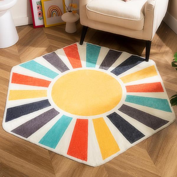 【並行輸入品】UBTKEY ボーホー サンラグ   4フィート x 4.7フィート リビングルーム用...