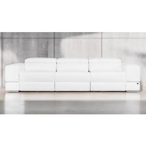 【並行輸入品】ZURI モダンレザールクソールリクライニング3人掛けソファ パワーヘッドレスト付き ホワイト ZURI Modern Lea