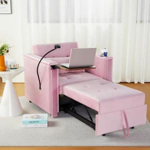 【並行輸入品】 weselon Velvet Convertible Chair Bed, 3 in 1 Multi Functional Lo