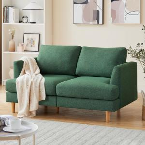 【並行輸入品】Busaurus 2人掛けソファ 56インチ 小さなスペース用 ラブシート 2シート布張りクッション ミッドセンチュリーモダンソフ