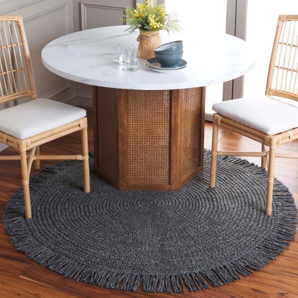 【並行輸入品】SAFAVIEH リニューアルコレクション エリアラグ   5フィートラウンド、ブラッ...