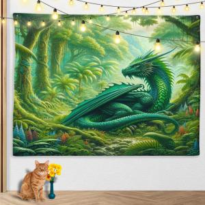 【並行輸入品】 SATIGI Customized Green Dragon Tapestry Wall Hanging For Boys, G