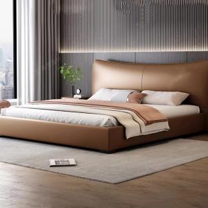 【並行輸入品】 OUDINI Leather Bed, Double Leather Bed, Full Size Bed Frame, wit